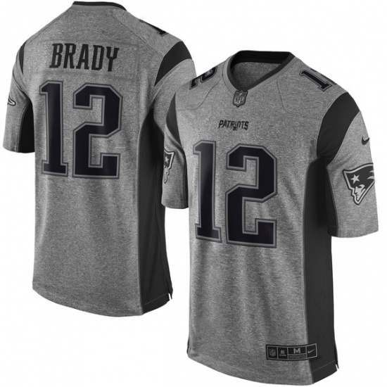 Men's Nike New England Patriots #12 Tom Brady Limited Gray Gridiron NFL Jersey - Ujersey