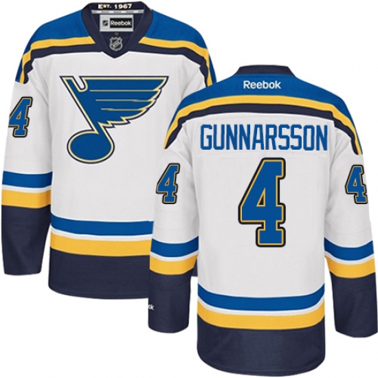 Youth Reebok St. Louis Blues #4 Carl Gunnarsson Authentic White Away NHL Jersey - Ujersey