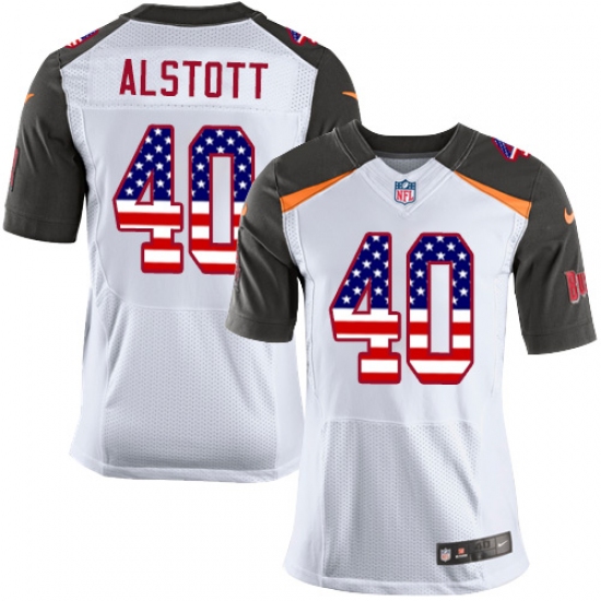 Men's Nike Tampa Bay Buccaneers #40 Mike Alstott Elite White Road USA Flag Fashion NFL Jersey - ujerseystore