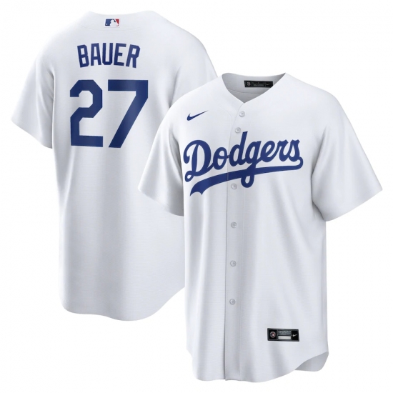 Men's Los Angeles Dodgers #27 Trevor Bauer White Nike Royal Alternate Official Replica Player Jersey - Ujersey