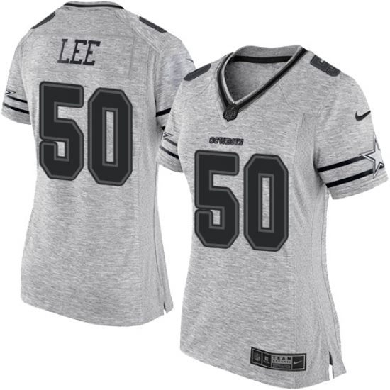 Women's Nike Dallas Cowboys #50 Sean Lee Limited Gray Gridiron II NFL Jersey - Ujersey