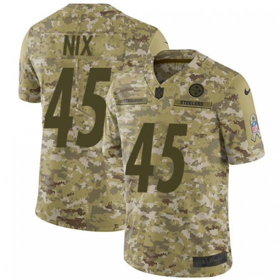 Men's Nike Pittsburgh Steelers #45 Roosevelt Nix Limited Camo 2018 Salute to Service NFL Jersey - Ujersey