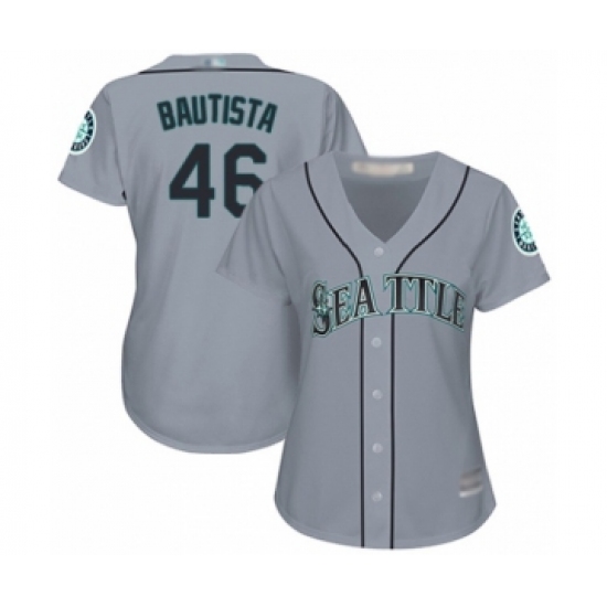 Women's Seattle Mariners #46 Gerson Bautista Authentic Grey Road Cool Base Baseball Player Jersey - Ujersey