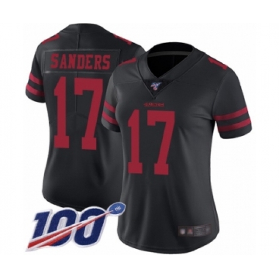 Women's San Francisco 49ers #17 Emmanuel Sanders Black Vapor Untouchable Limited Player 100th Season Football Jersey - Ujersey