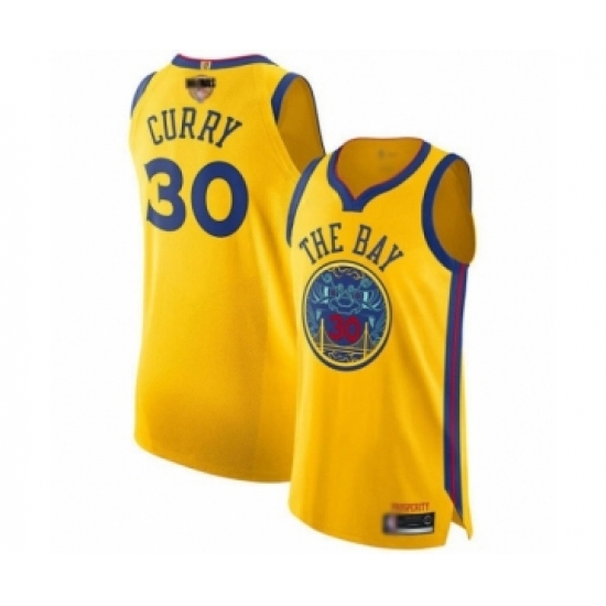 Youth Golden State Warriors #30 Stephen Curry Swingman Gold 2019 Basketball Finals Bound Basketball Jersey - City Edition - Ujersey