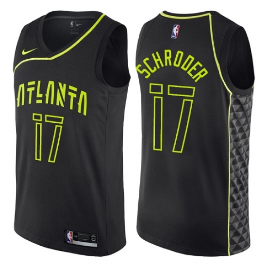 Men's Nike Atlanta Hawks #17 Dennis Schroder Authentic Black NBA Jersey - City Edition - Ujersey