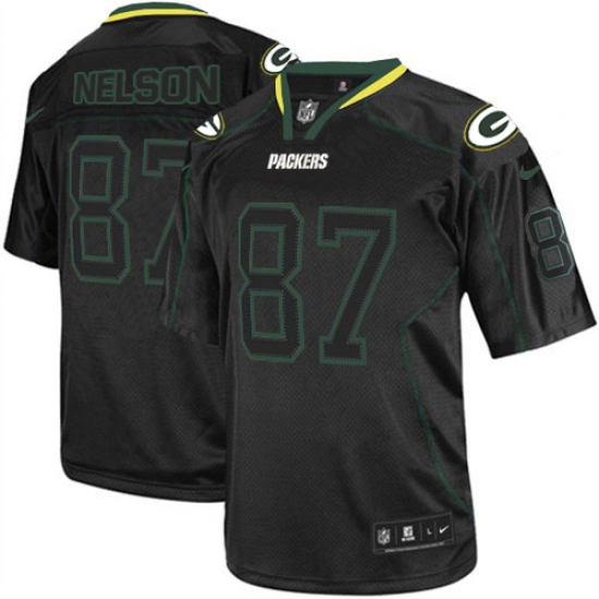 Youth Nike Green Bay Packers #87 Jordy Nelson Elite Lights Out Black NFL Jersey - Ujersey