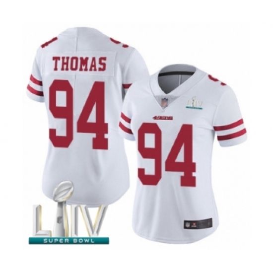 Women's San Francisco 49ers #94 Solomon Thomas White Vapor Untouchable Limited Player Super Bowl LIV Bound Football Jersey - Ujersey