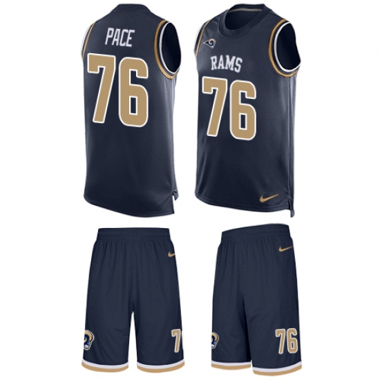 Men's Nike Los Angeles Rams #76 Orlando Pace Limited Navy Blue Tank Top Suit NFL Jersey - Ujersey