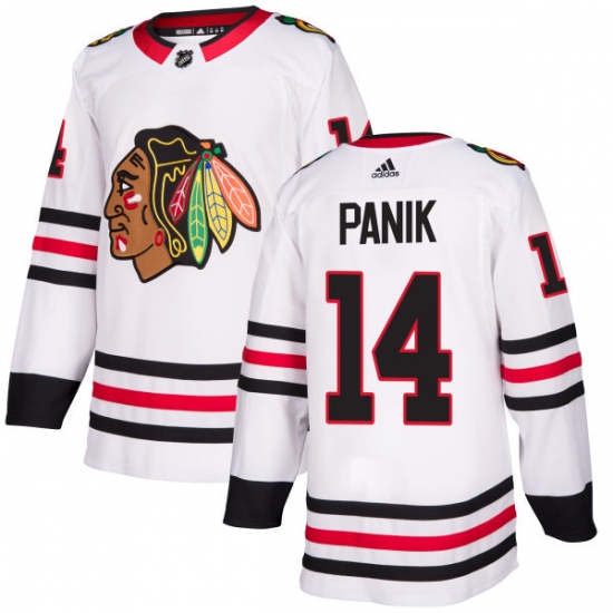 Women's Adidas Chicago Blackhawks #14 Richard Panik Authentic White Away NHL Jersey - Ujersey