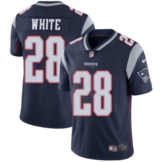 Men's Nike New England Patriots #28 James White Navy Blue Team Color Vapor Untouchable Limited Player NFL Jersey - Ujersey