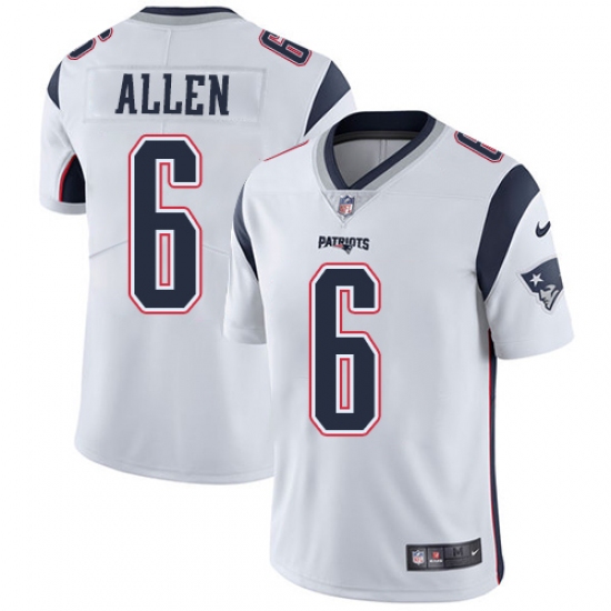 Youth Nike New England Patriots #6 Ryan Allen White Vapor Untouchable Limited Player NFL Jersey - Ujersey