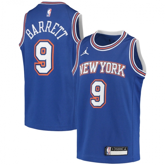 Youth New York Knicks #9 RJ Barrett Jordan Brand Blue 2020-21 Swingman Player Jersey - Ujersey
