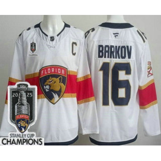Men's Florida Panthers #16 Aleksander Barkov White 2025 Stanley Cup Champions Authentic Jersey - Ujersey