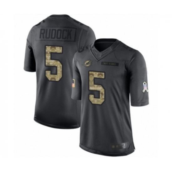 Youth Miami Dolphins #5 Jake Rudock Limited Black 2016 Salute to Service Football Jersey - Ujersey