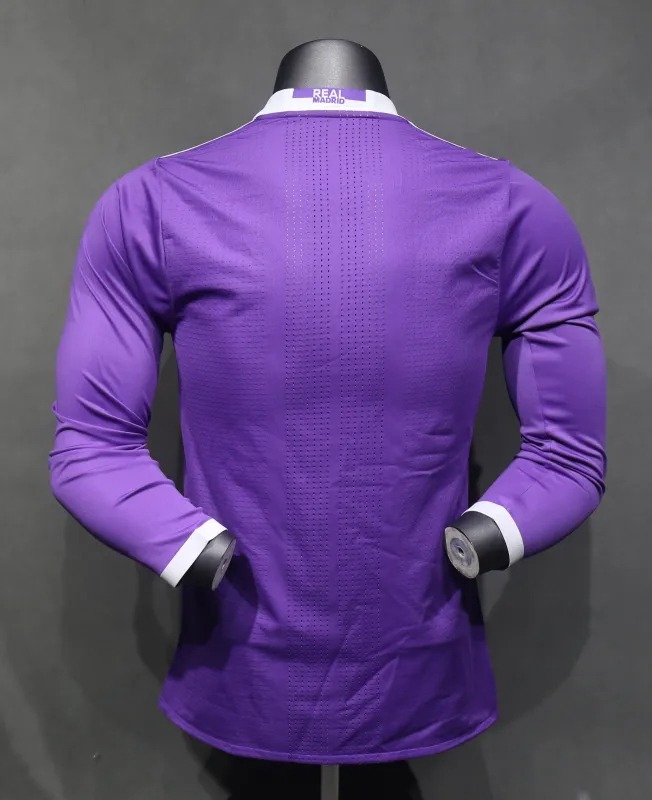 Real Madrid Retro Jersey Away Long Sleeve Soccer Shirt 2016/17 - Ujersey NHL