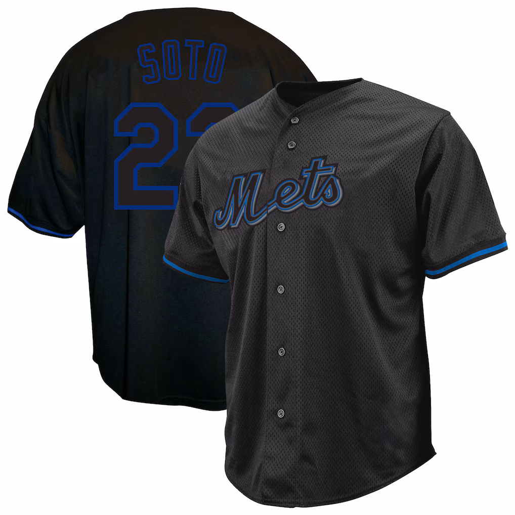 Men's New York Mets Juan Soto Profile Black Big & Tall Pop Fashion Jersey - ujerseystore