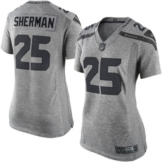 Women's Nike Seattle Seahawks #25 Richard Sherman Limited Gray Gridiron NFL Jersey - Ujersey