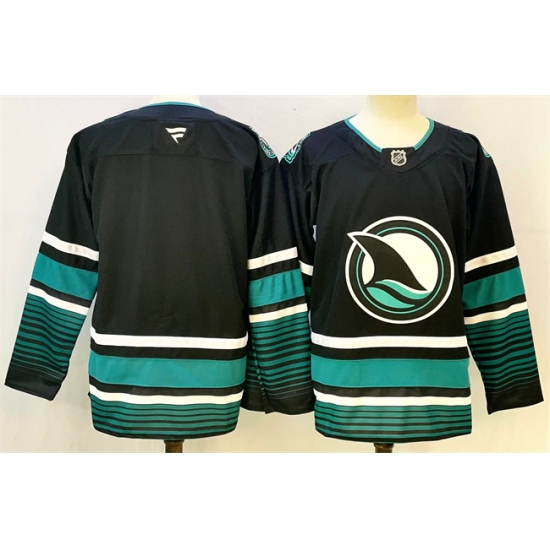 Men's San Jose Sharks Blank Black 2024-25 Alternate Stitched Hockey Jersey - Ujersey