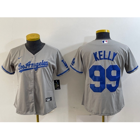 Women's Los Angeles Dodgers #99 Joe Kelly Grey With Los Stitched Cool Base Nike Jersey - Ujersey