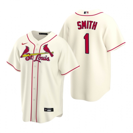 Men's Nike St. Louis Cardinals #1 Ozzie Smith Cream Alternate Stitched Baseball Jersey - Ujersey