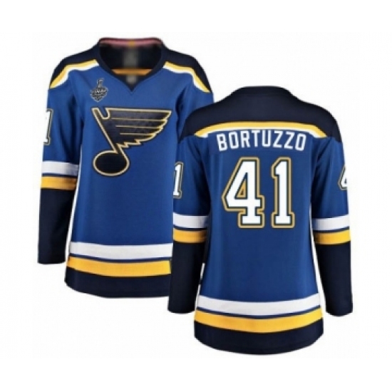 Women's St. Louis Blues #41 Robert Bortuzzo Fanatics Branded Royal Blue Home Breakaway 2019 Stanley Cup Final Bound Hockey Jersey
