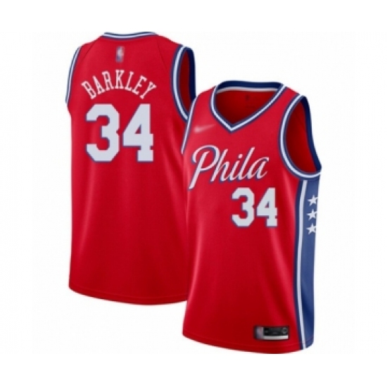 Women's Philadelphia 76ers #34 Charles Barkley Swingman Red Finished Basketball Jersey - Statement Edition - Ujersey
