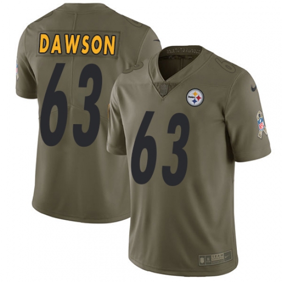 Youth Nike Pittsburgh Steelers #63 Dermontti Dawson Limited Olive 2017 Salute to Service NFL Jersey - Ujersey