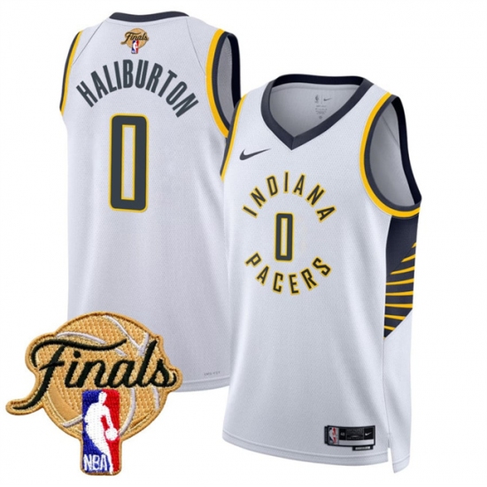 Men's Indiana Pacers #0 Tyrese Haliburton White 2025 Finals Association Edition Stitched Basketball Jersey - Ujersey