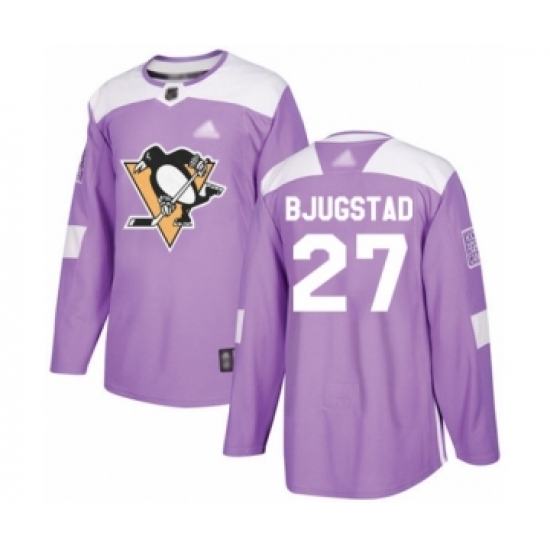 Men's Pittsburgh Penguins #27 Nick Bjugstad Authentic Purple Fights Cancer Practice Hockey Jersey - Ujersey