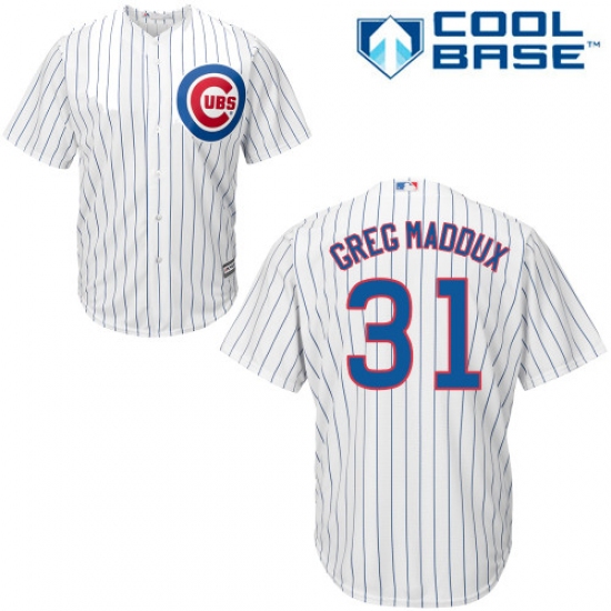 Men's Majestic Chicago Cubs #31 Greg Maddux Replica White Home Cool Base MLB Jersey - Ujersey