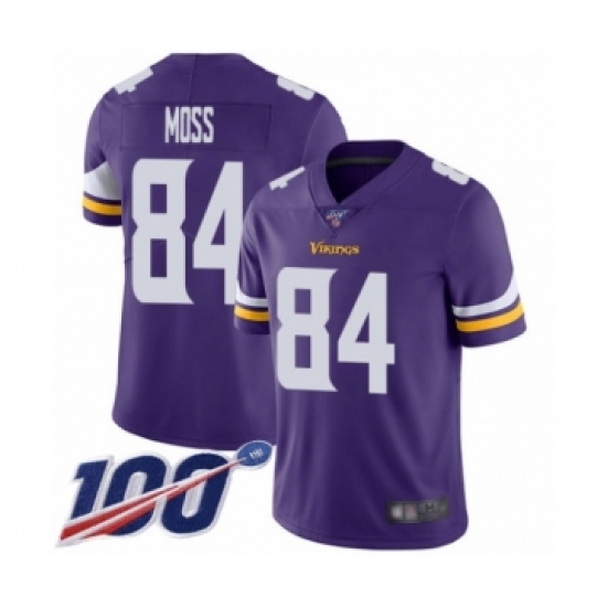 Men's Minnesota Vikings #84 Randy Moss Purple Team Color Vapor Untouchable Limited Player 100th Season Football Jersey - Ujersey