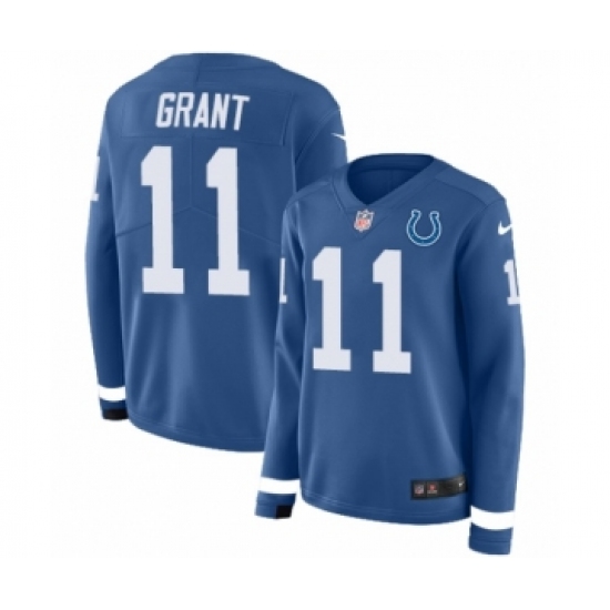 Women's Nike Indianapolis Colts #11 Ryan Grant Limited Blue Therma Long Sleeve NFL Jersey - Ujersey