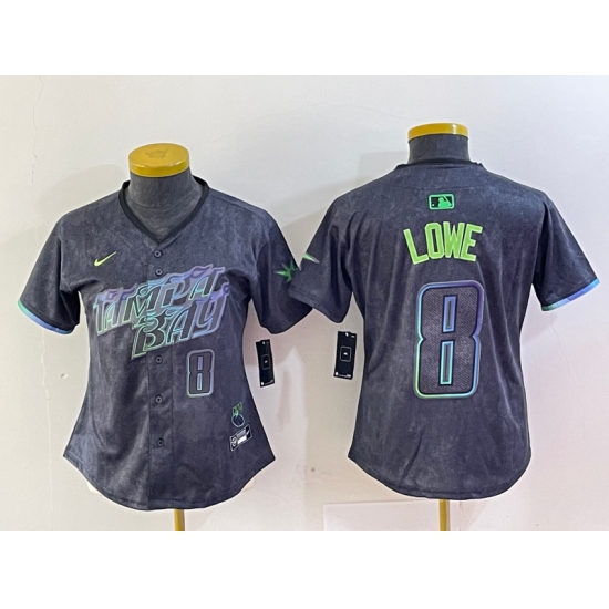 Women's Tampa Bay Rays #8 Brandon Lowe Charcoal 2024 City Connect Player Number Limited Cool Base Jersey - Ujersey