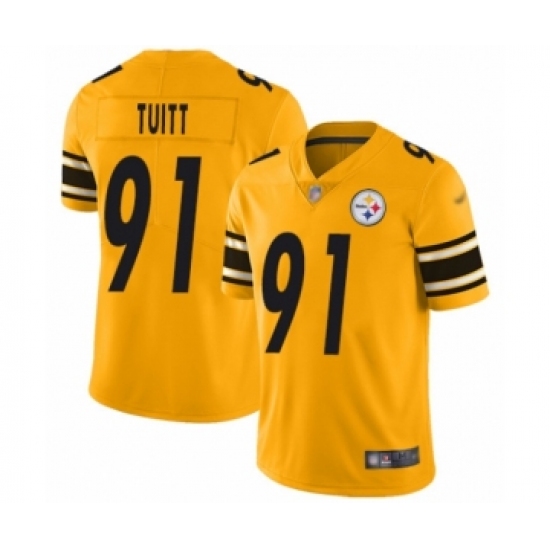 Men's Pittsburgh Steelers #91 Stephon Tuitt Limited Gold Inverted Legend Football Jersey - Ujersey