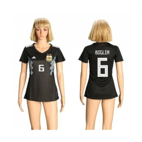 Women's Argentina #6 Biglia Away Soccer Country Jersey