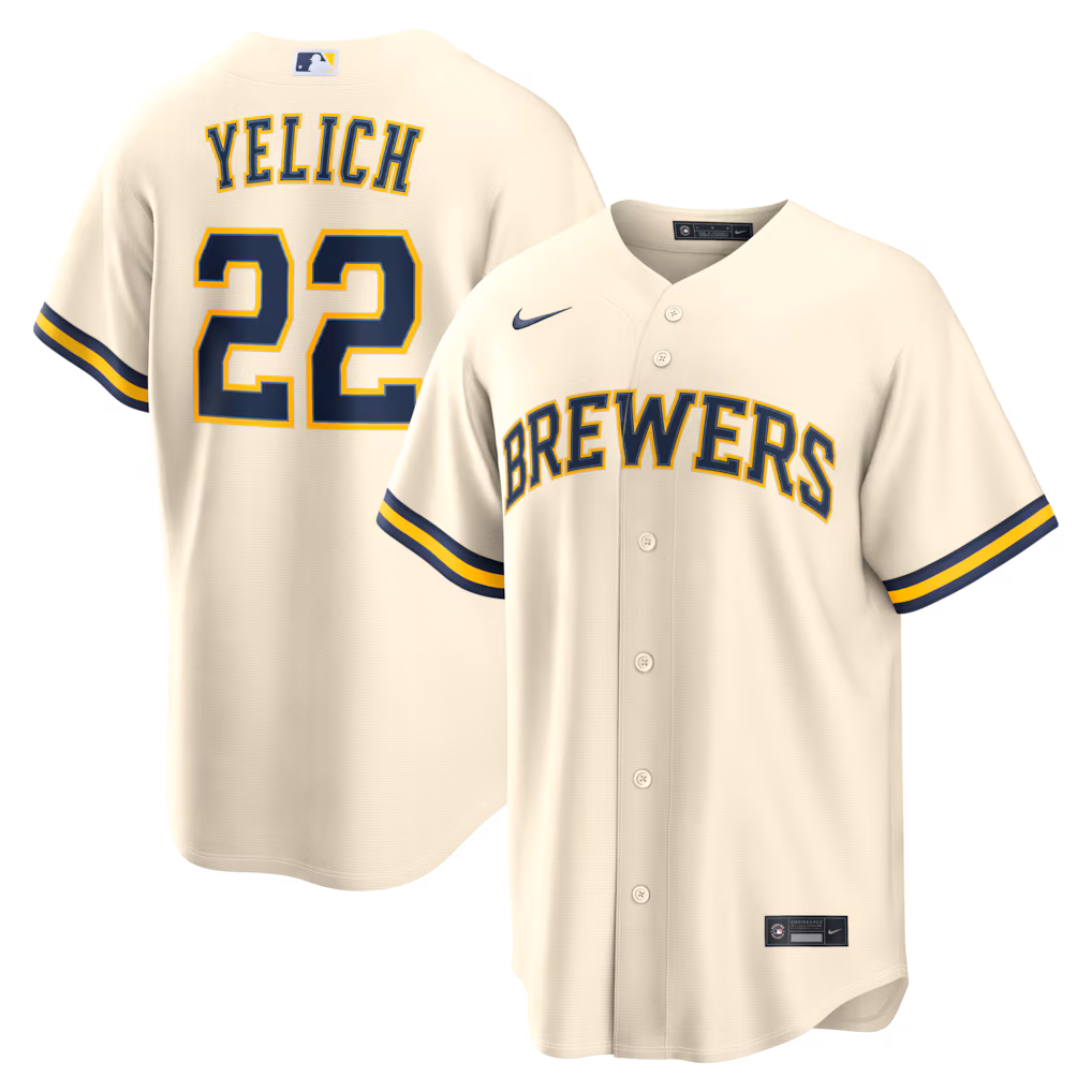 Men's Milwaukee Brewers Christian Yelich Nike Cream Home Replica Jersey - Ujersey