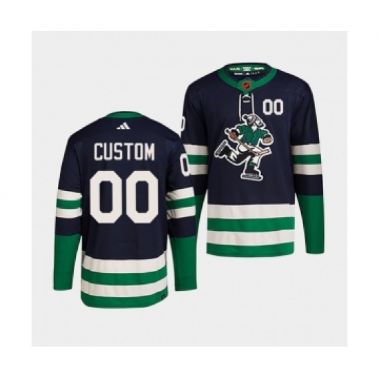 Men's Vancouver Canucks Custom Navy 2022 Reverse Retro Stitched Jersey - Ujersey