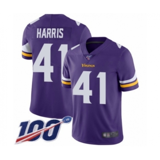 Youth Minnesota Vikings #41 Anthony Harris Purple Team Color Vapor Untouchable Limited Player 100th Season Football Jersey - Ujersey