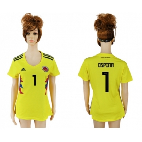 Women's Colombia #1 Ospina Home Soccer Country Jersey