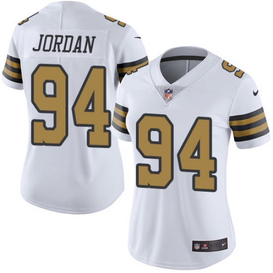 Women's Nike New Orleans Saints #94 Cameron Jordan Limited White Rush Vapor Untouchable NFL Jersey - Ujersey