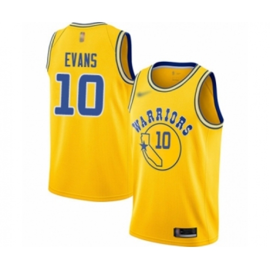 Youth Golden State Warriors #10 Jacob Evans Swingman Gold Hardwood Classics Basketball Jersey - Ujersey