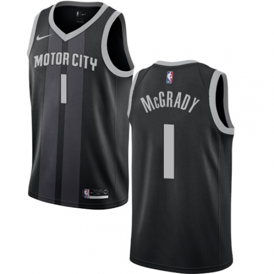 Youth Nike Detroit Pistons #1 Tracy McGrady Swingman Black NBA Jersey - City Edition - Ujersey