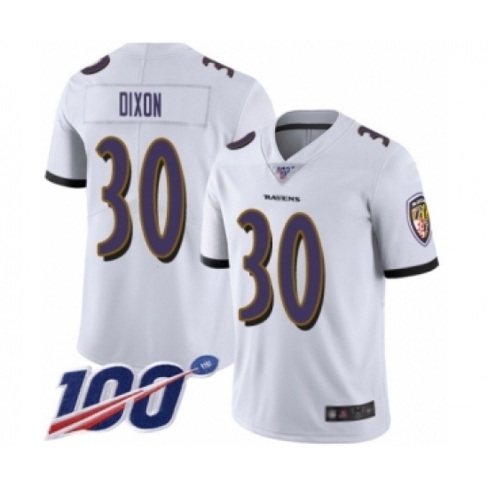 Men's Baltimore Ravens #30 Kenneth Dixon White Vapor Untouchable Limited Player 100th Season Football Jersey - Ujersey