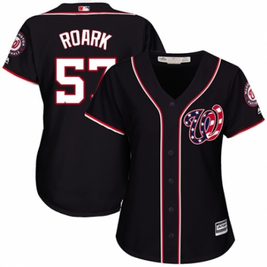 Women's Majestic Washington Nationals #57 Tanner Roark Authentic Navy Blue Alternate 2 Cool Base MLB Jersey - Ujersey