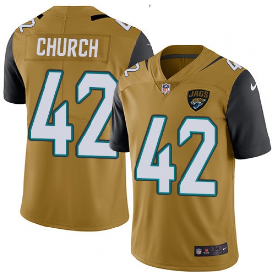 Men's Nike Jacksonville Jaguars #42 Barry Church Limited Gold Rush Vapor Untouchable NFL Jersey - Ujersey