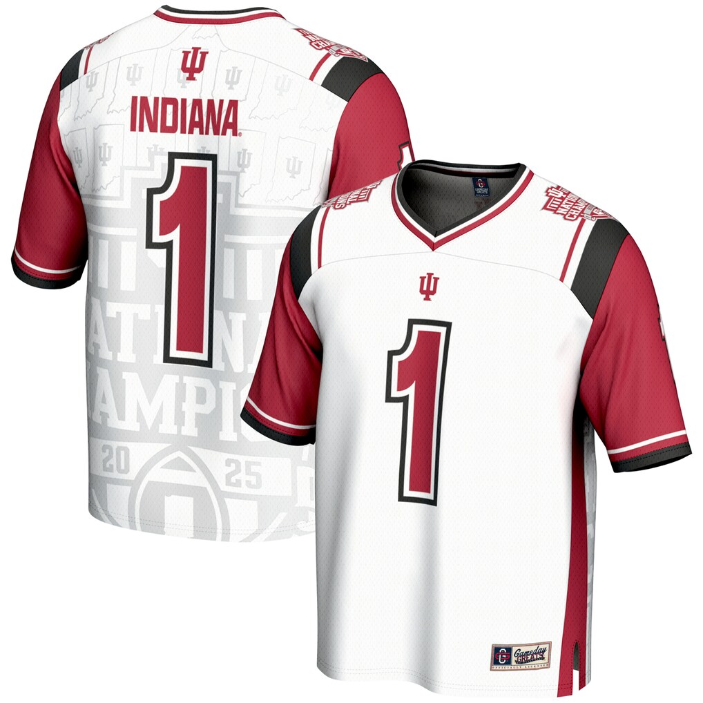 Youth GameDay Greats #1 White Indiana Hoosiers College Football Playoff 2025 National Champions Commemorative Lightweight Fashion Jersey - ujerseystore
