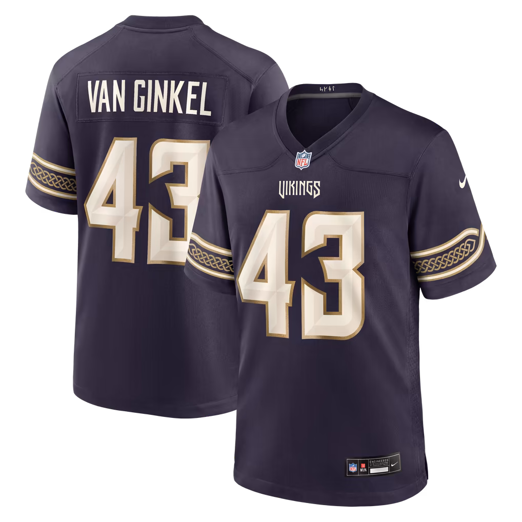 Men's Minnesota Vikings Andrew Van Ginkel Nike Purple 2026 Rivalries Collection Game Jersey - Ujersey