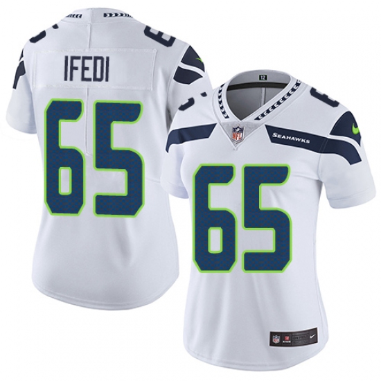 Women's Nike Seattle Seahawks #65 Germain Ifedi White Vapor Untouchable Elite Player NFL Jersey - Ujersey