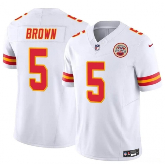 Men’s Kansas City Chiefs #5 Hollywood Brown White 2023 F.U.S.E Vapor Untouchable Limited Football Stitched Jersey - Ujersey